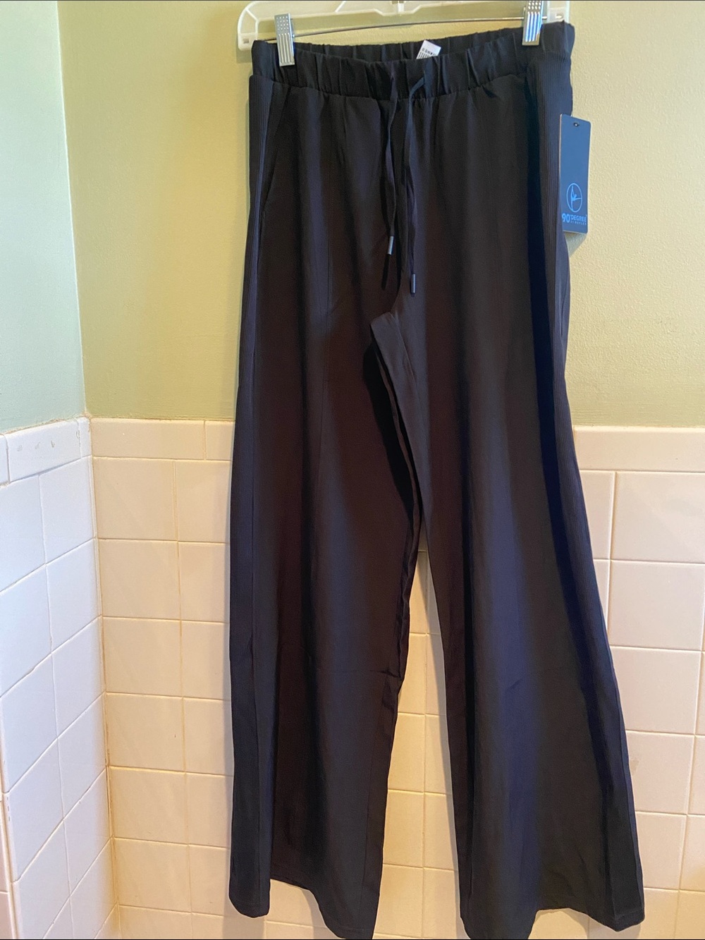 🌺 90 Degree By Reflex Black Elastic Waist Wide Leg Pants Size Small